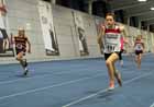 Lauren Beales (Gateshead Harriers) winning the under-13 girls 60 metres.